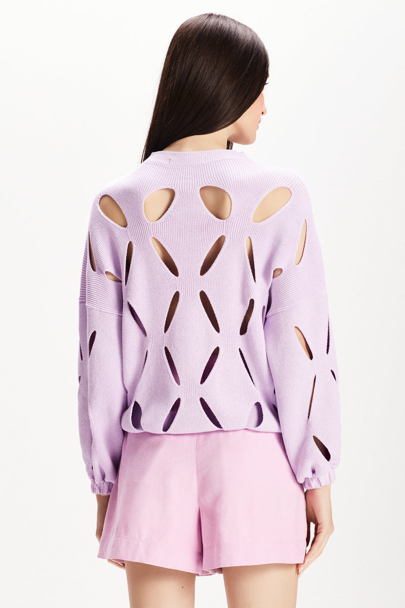 BLUSA TRICOT FUROS LILÁS (7815414481123)