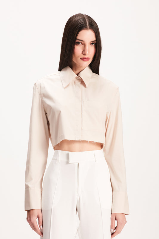 CAMISA CROPPED TRICOLINE BEGE CLARA (7855153643747)