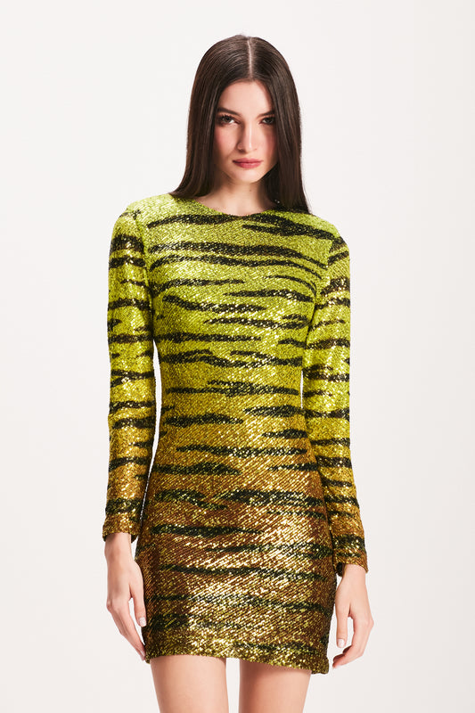 VESTIDO CURTO PAETE TIGRE VERDE (7855157379299)