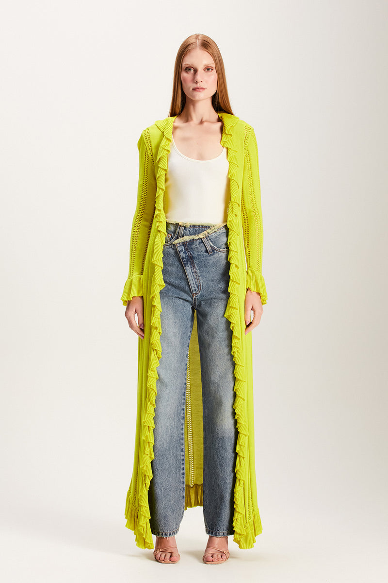TRICOT LONGO BABADOS VERDE LIMÃO (7855156822243)