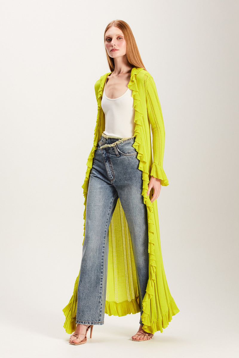 TRICOT LONGO BABADOS VERDE LIMÃO (7855156822243)