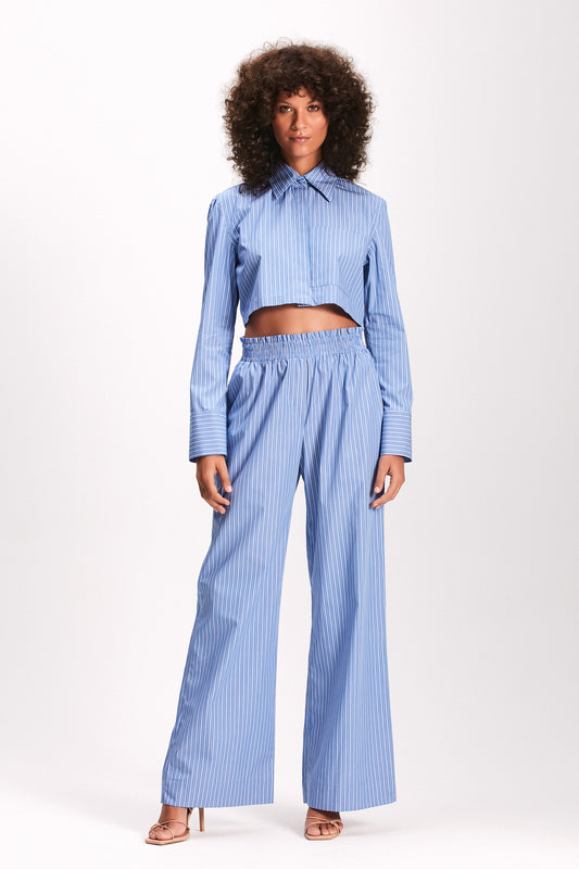 CAMISA CROPPED TRICOLINE LISTRADO AZUL (7893684879587)