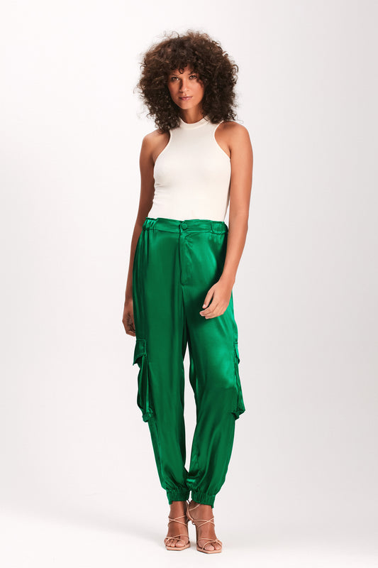 CALÇA CARGO CETIM VERDE (7893684453603)