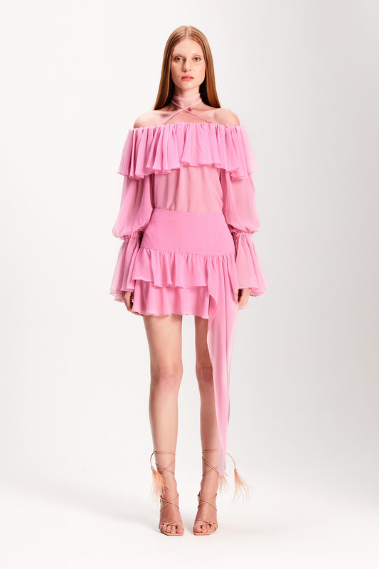 MINI SAIA BABADOS PONTA ROSA (7893685797091)