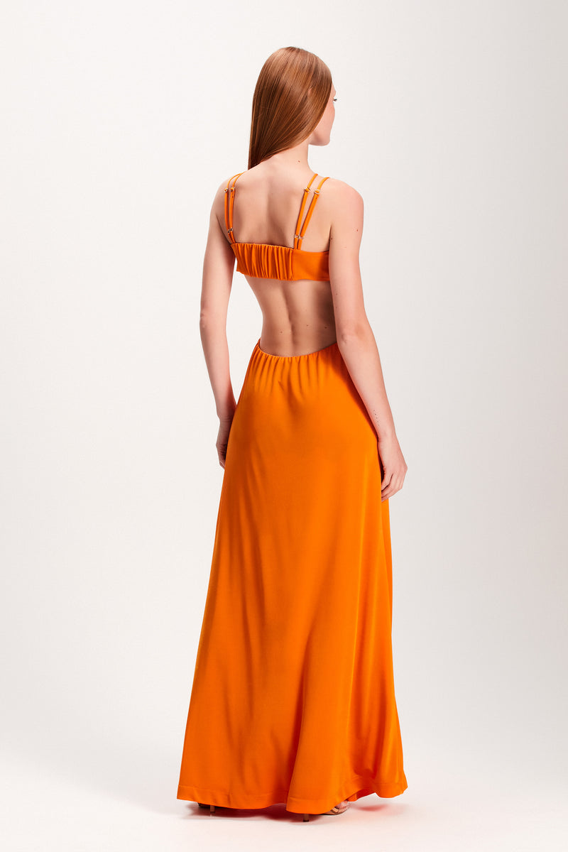 VESTIDO LONGO ALÇAS ILUSIONE LARANJA (7893688910051)