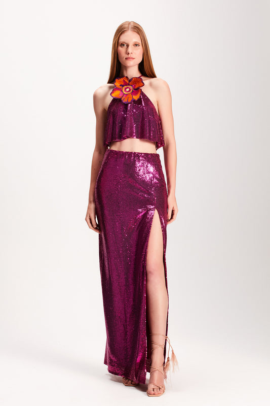 SAIA MIDI FENDA PAETE PINK (7893686059235)
