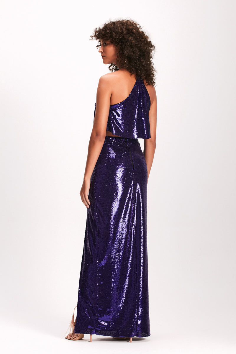 SAIA MIDI FENDA PAETE ROXO (7893686124771)