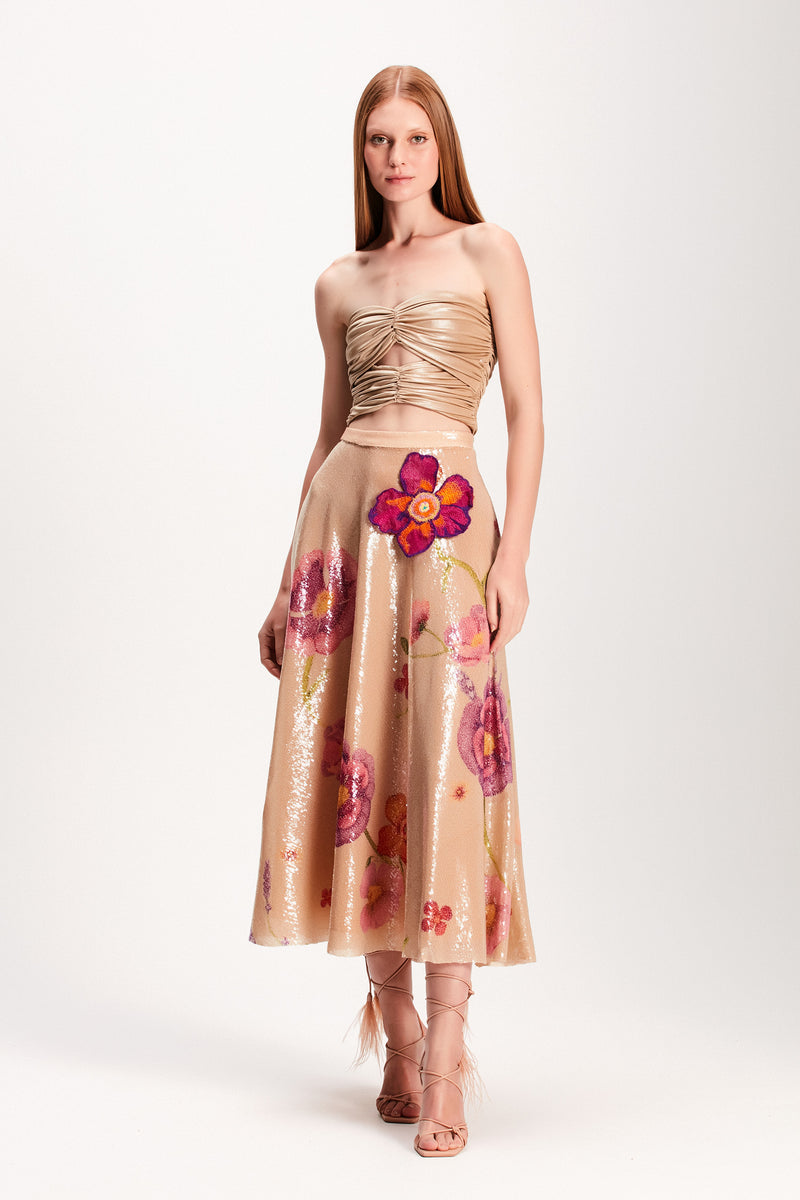 SAIA GODE PAETE ESTAMPADO FLORAL FLOR BORDADA (7893685862627)