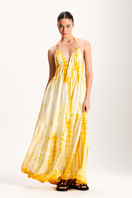 VESTIDO LONGO LINHO TIE DYE AMARELO (7918640365795)