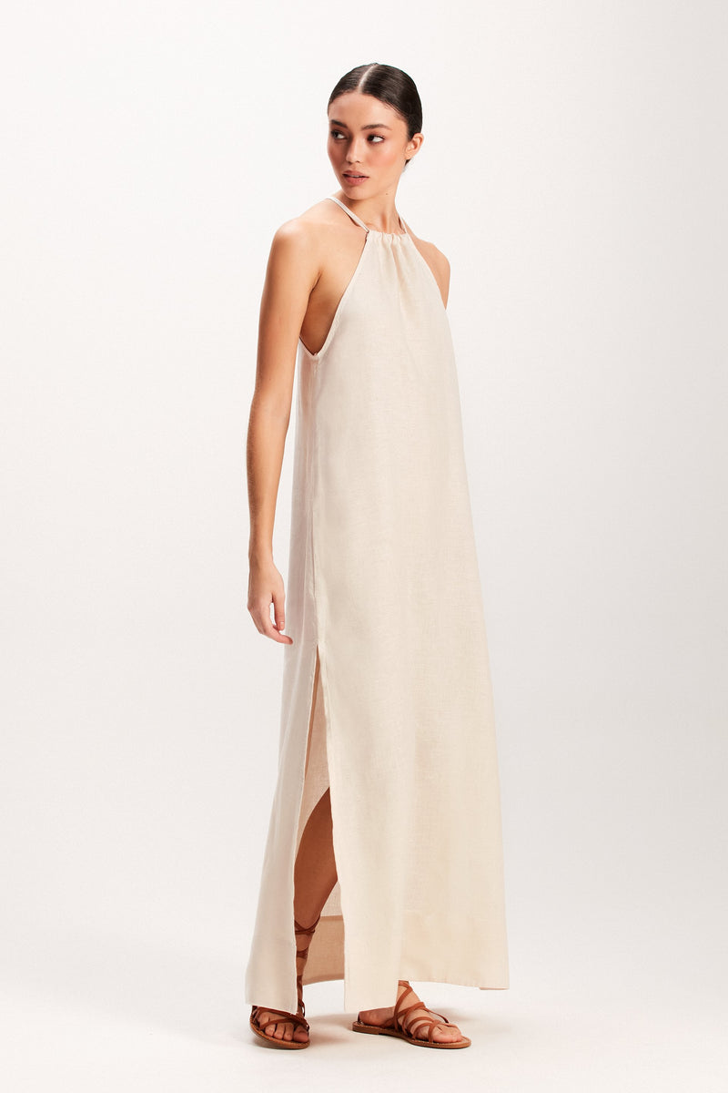 VESTIDO LINHO AREIA LONGO NADADOR (7939247243491)