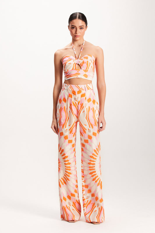 TOP LINHO ESTAMPA MANDALA LARANJA E ROSA (7939244327139)