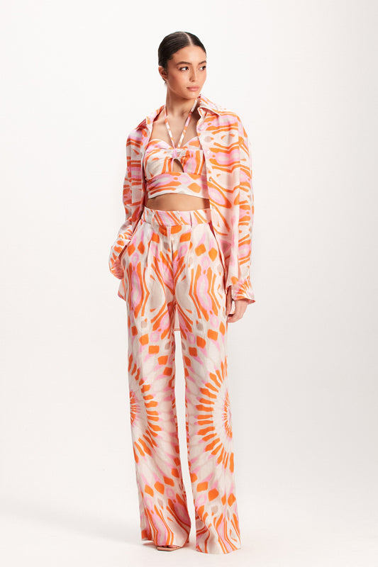 CAMISA LINHO ESTAMPA MANDALA LARANJA E ROSA (7939240067299)