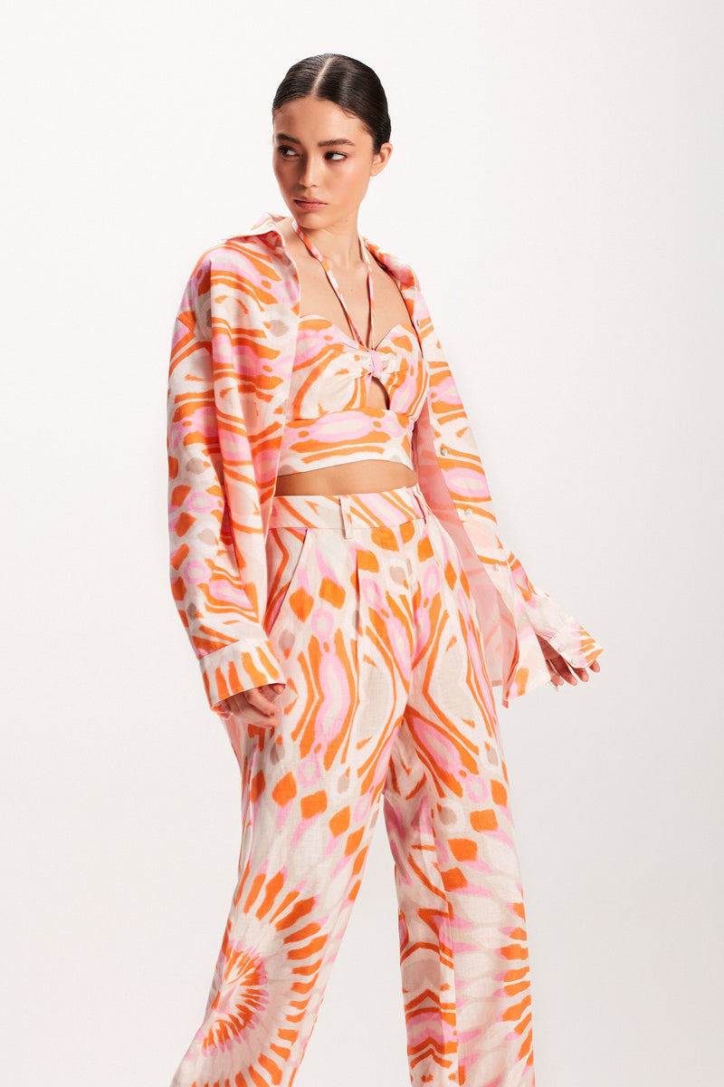 CAMISA LINHO ESTAMPA MANDALA LARANJA E ROSA (7939240067299)