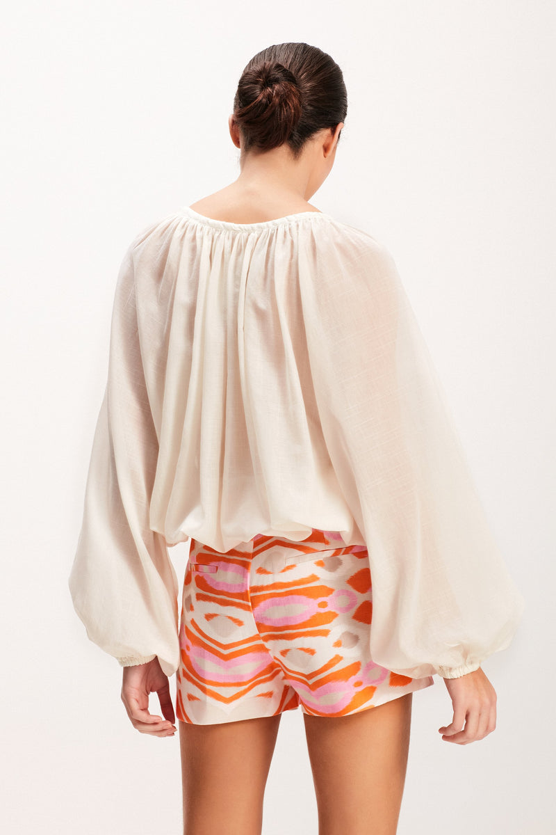 SHORTS LINHO ESTAMPA MANDALA LARANJA E ROSA (7939242000611)