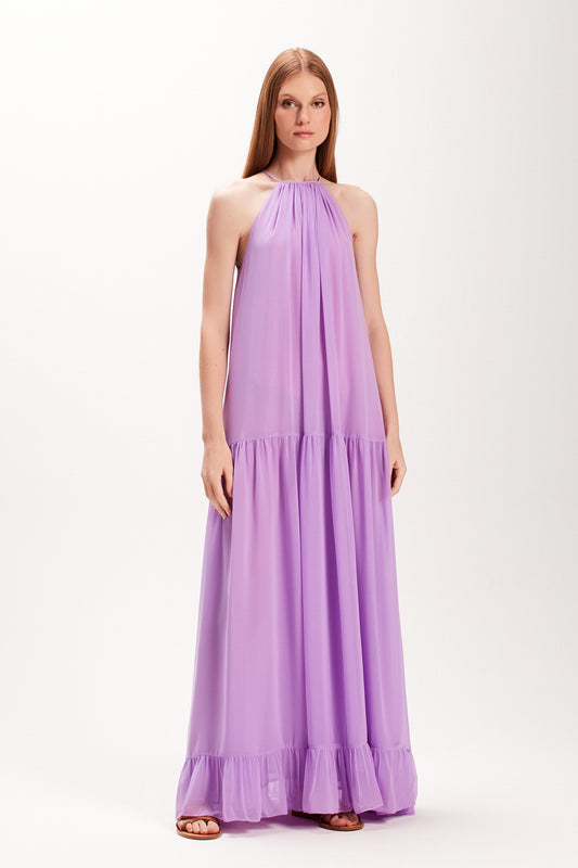 VESTIDO LONGO CAMADAS SEM MANGA LILÁS (7972818419939)
