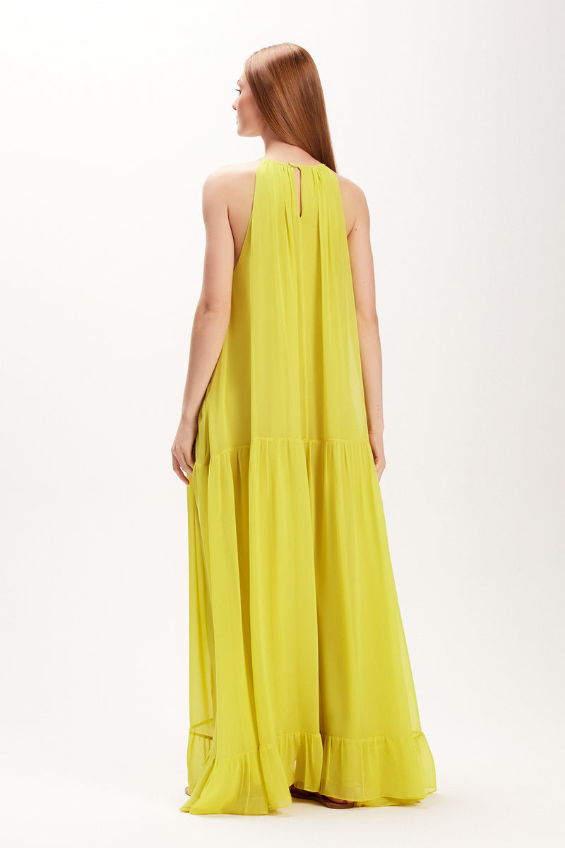 VESTIDO LONGO CAMADAS SEM MANGAS AMARELO (7972818583779)