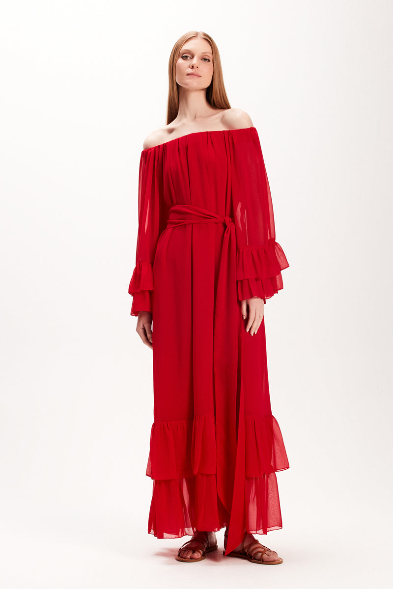 VESTIDO LONGO BABADOS BARRA VERMELHO (7972818321635)