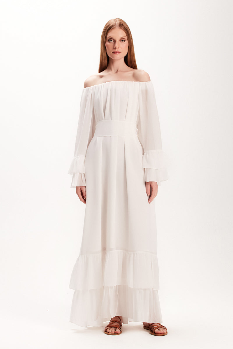 VESTIDO LONGO BABADOS BARRA OFF WHITE (7972818190563)
