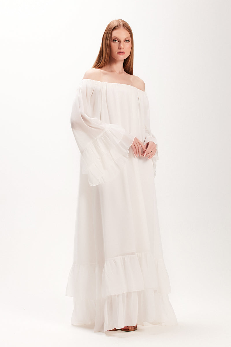 VESTIDO LONGO BABADOS BARRA OFF WHITE (7972818190563)
