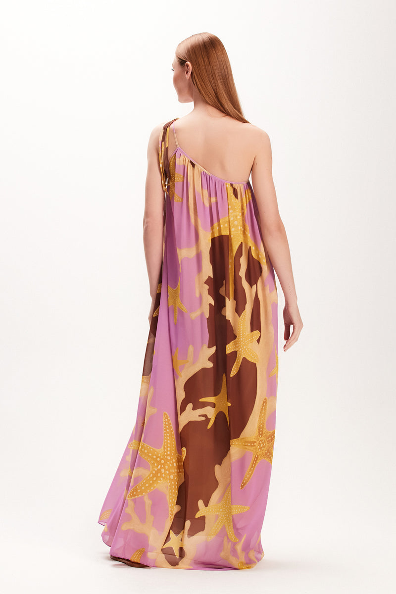 VESTIDO UM OMBRO ESTRELA DO MAR ROSA (7972819665123)