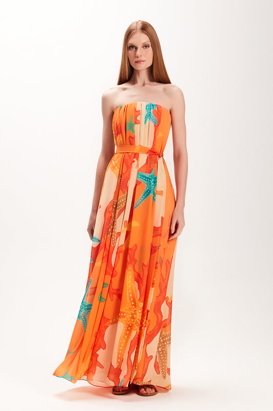 VESTIDO TOMARA QUE CAIA ESTRELA DO MAR LARANJA (7972819108067)