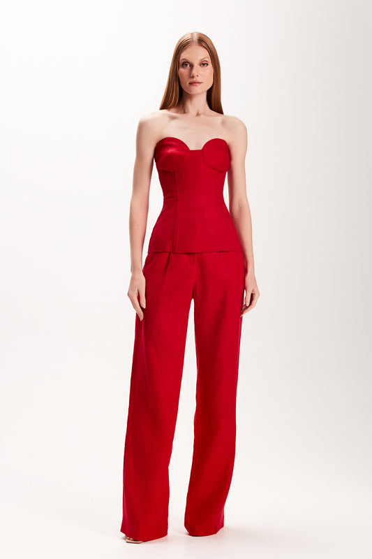 CALÇA LINHO PREGAS VERMELHA (7972811800803)