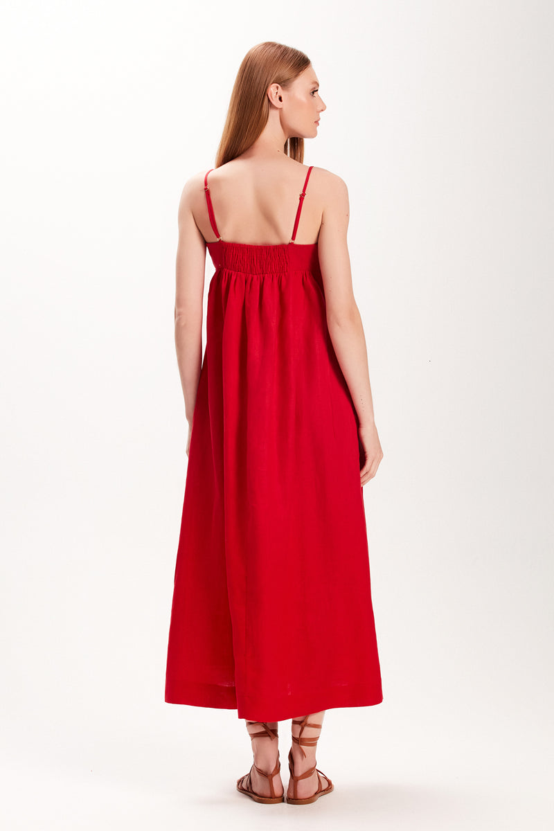 VESTIDO MIDI LINHO RECORTES BUSTO VERMELHO (7972819009763)