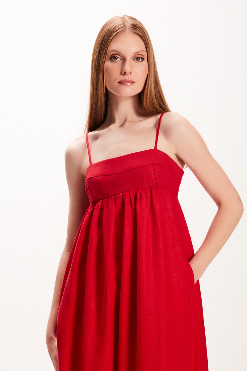 VESTIDO MIDI LINHO RECORTES BUSTO VERMELHO (7972819009763)