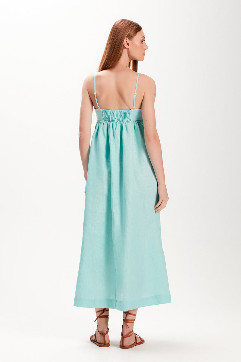VESTIDO MIDI LINHO RECORTES BUSTO AZUL PISCINA (7972818911459)