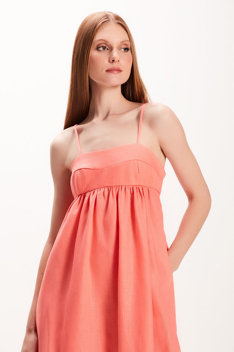 VESTIDO MIDI LINHO RECORTES BUSTO SALMÃO (7972818976995)