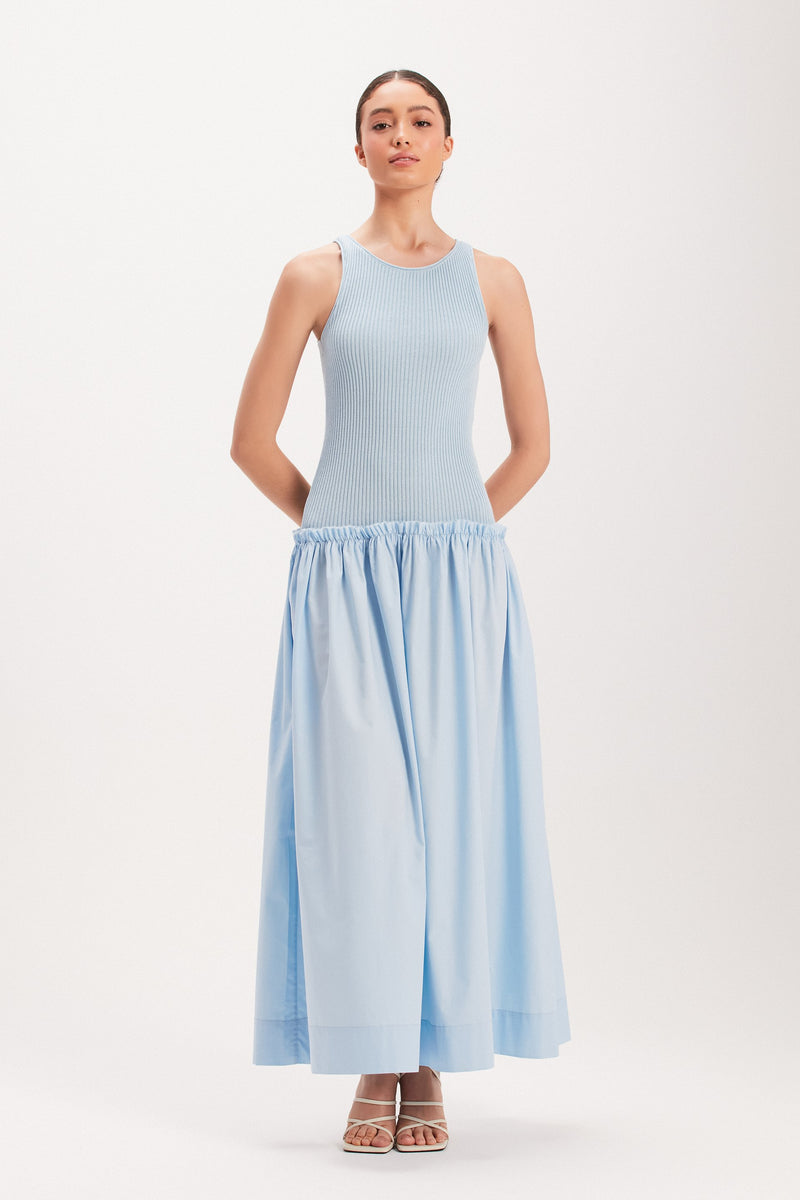 VESTIDO REGATA TRICOT SAIA TRICOLINE AZUL (8003072393443)
