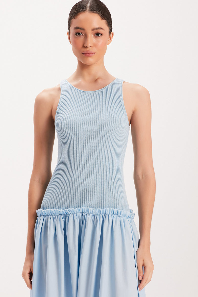 VESTIDO REGATA TRICOT SAIA TRICOLINE AZUL (8003072393443)
