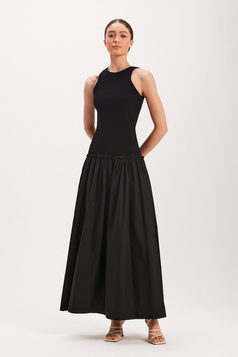 VESTIDO REGATA TRICOT SAIA TRICOLINE PRETO (8003072491747)