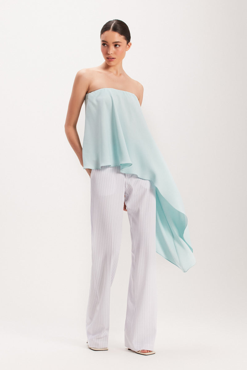 BLUSA TOMARA QUE CAIA ASSIMETRICA CREPE AZUL (8003069280483)
