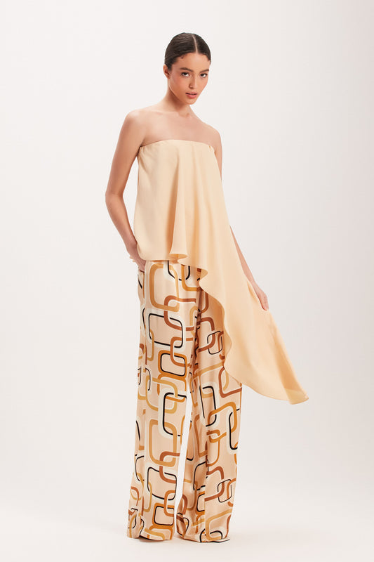 BLUSA TOMARA QUE CAIA ASSIMETRICA CREPE CREME (8003069444323)