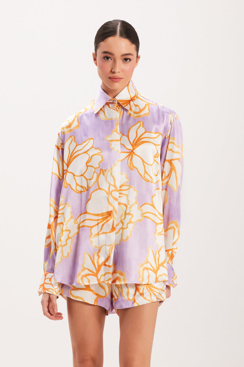 CAMISA CETIM ESTAMPA FLORAL (8003069935843)