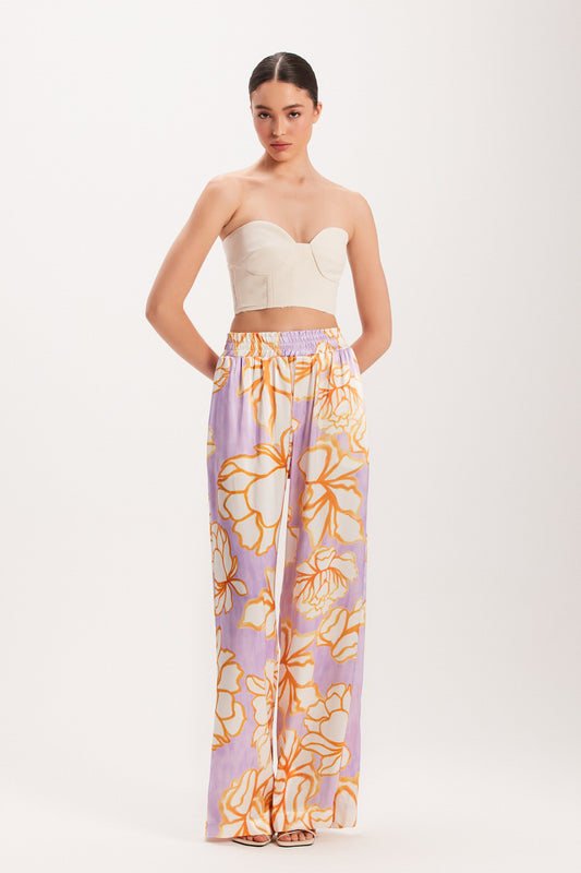 CALÇA CETIM ESTAMPA FLORAL (8003069640931)