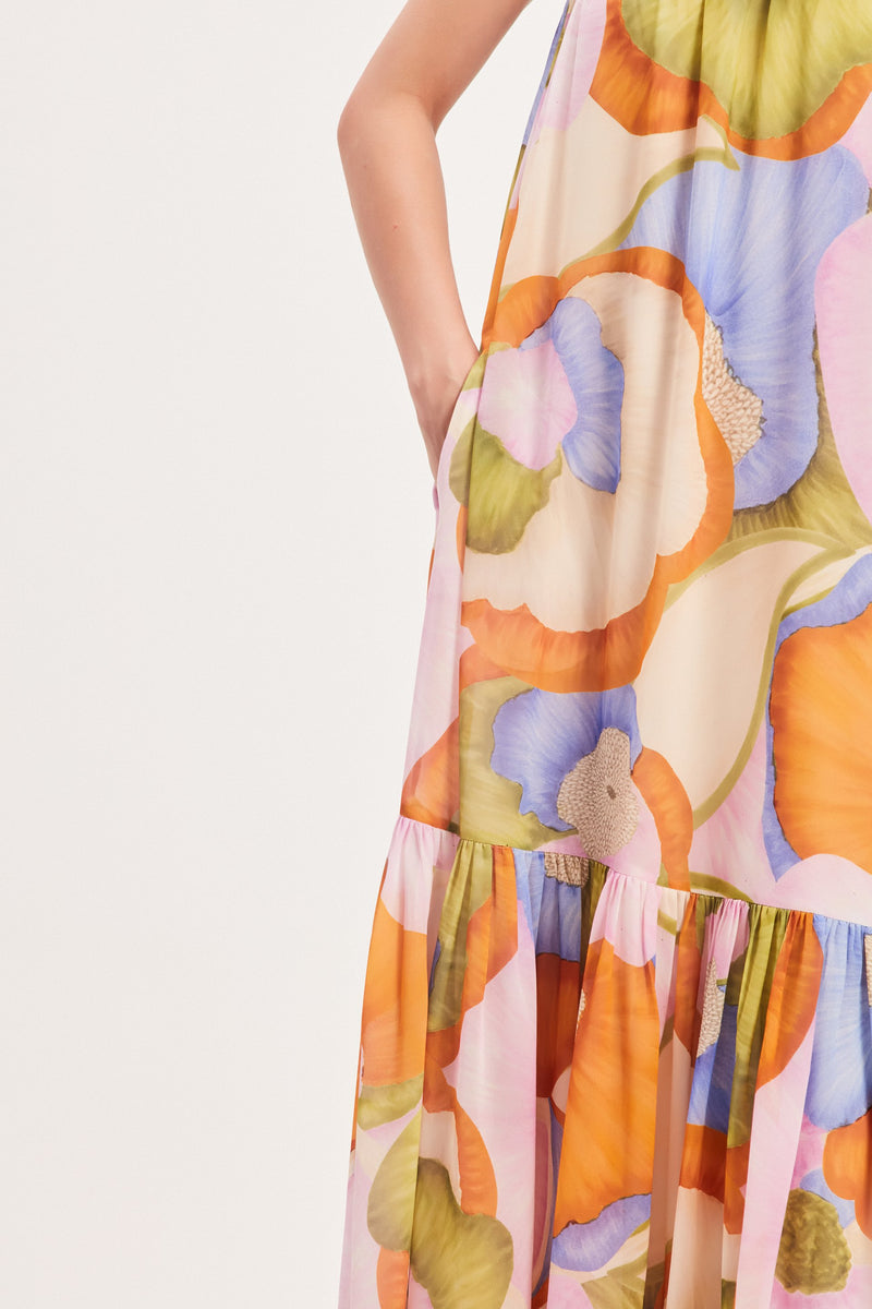 VESTIDO LONGO TOMARA QUE CAIA BABADO ESTAMPA FLORAL CLARA (8030304141539)