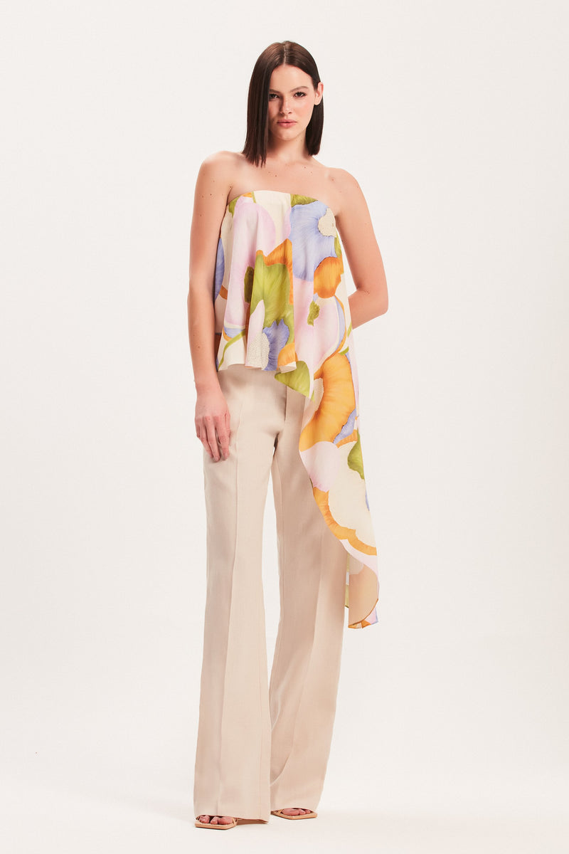 BLUSA TOMARA QUE CAIA ASSIMÉTRICA ESTAMPA FLORAL CLARA (8030300995811)
