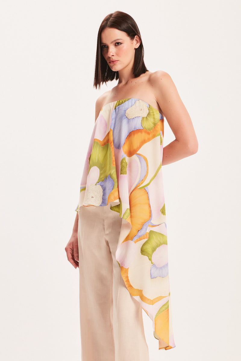 BLUSA TOMARA QUE CAIA ASSIMÉTRICA ESTAMPA FLORAL CLARA (8030300995811)