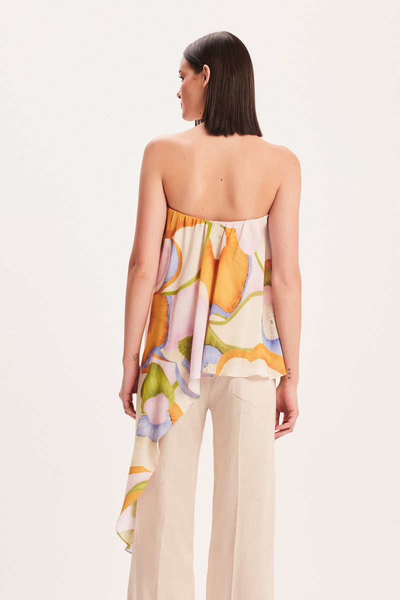 BLUSA TOMARA QUE CAIA ASSIMÉTRICA ESTAMPA FLORAL CLARA (8030300995811)