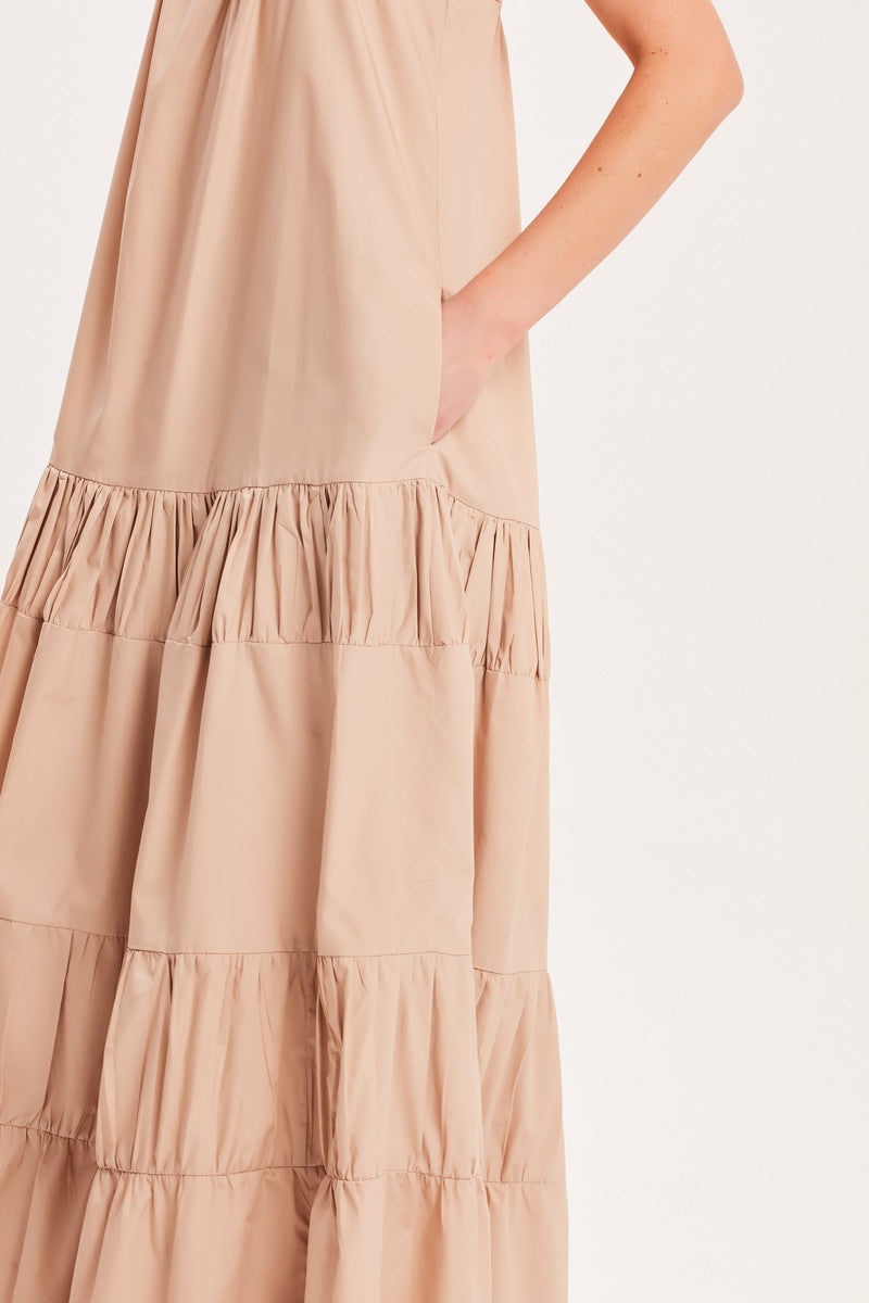VESTIDO LONGO ALÇAS TRICOLINE CARAMELO (8030303453411)