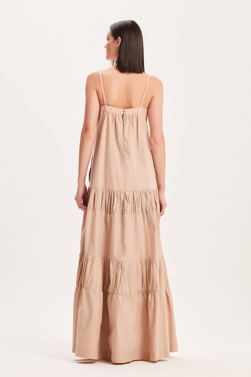 VESTIDO LONGO ALÇAS TRICOLINE CARAMELO (8030303453411)