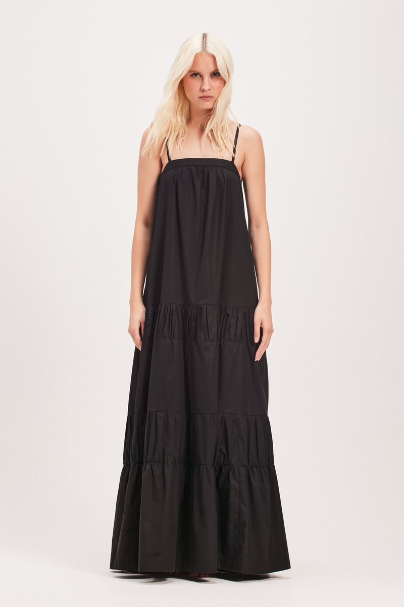 VESTIDO LONGO ALÇAS TRICOLINE PRETO (8030303584483)