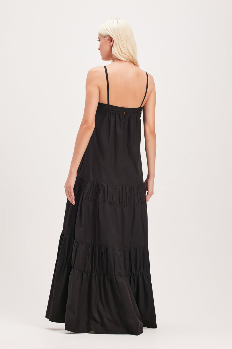 VESTIDO LONGO ALÇAS TRICOLINE PRETO (8030303584483)