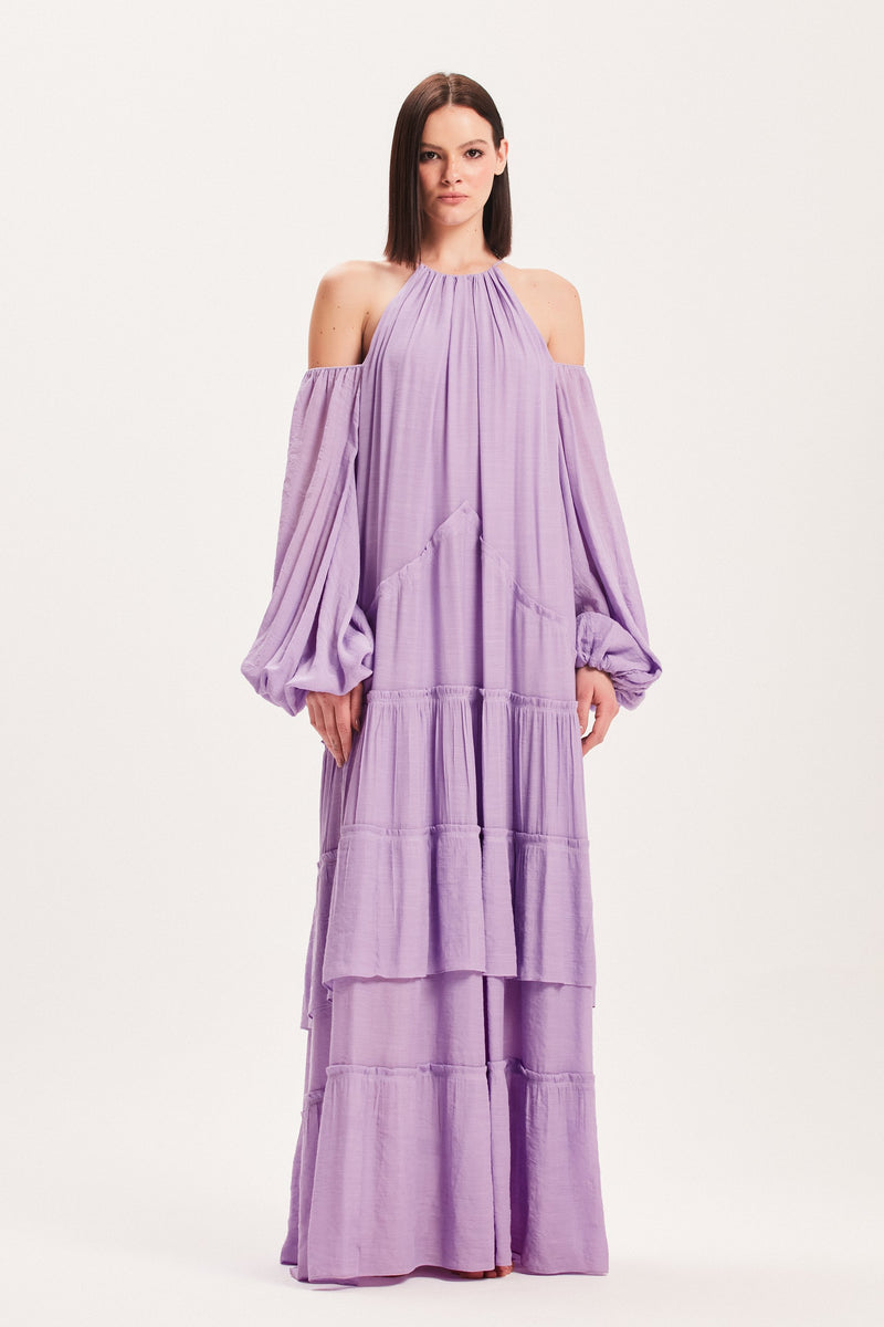 VESTIDO LONGO AMPLO CAMADAS LILÁS (8030303912163)