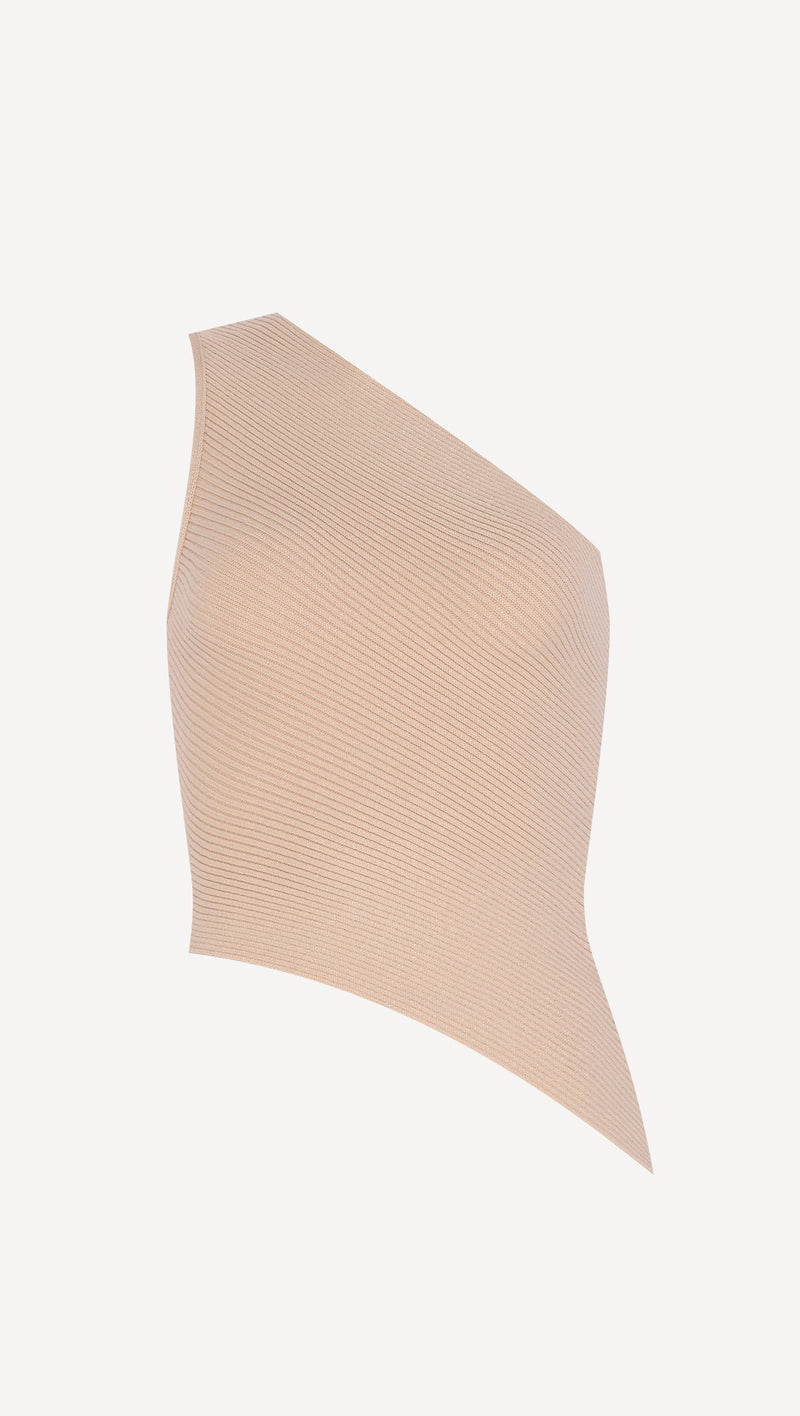 BLUSA TRICOT ASSIMÉTRICA BEGE (8030301094115)