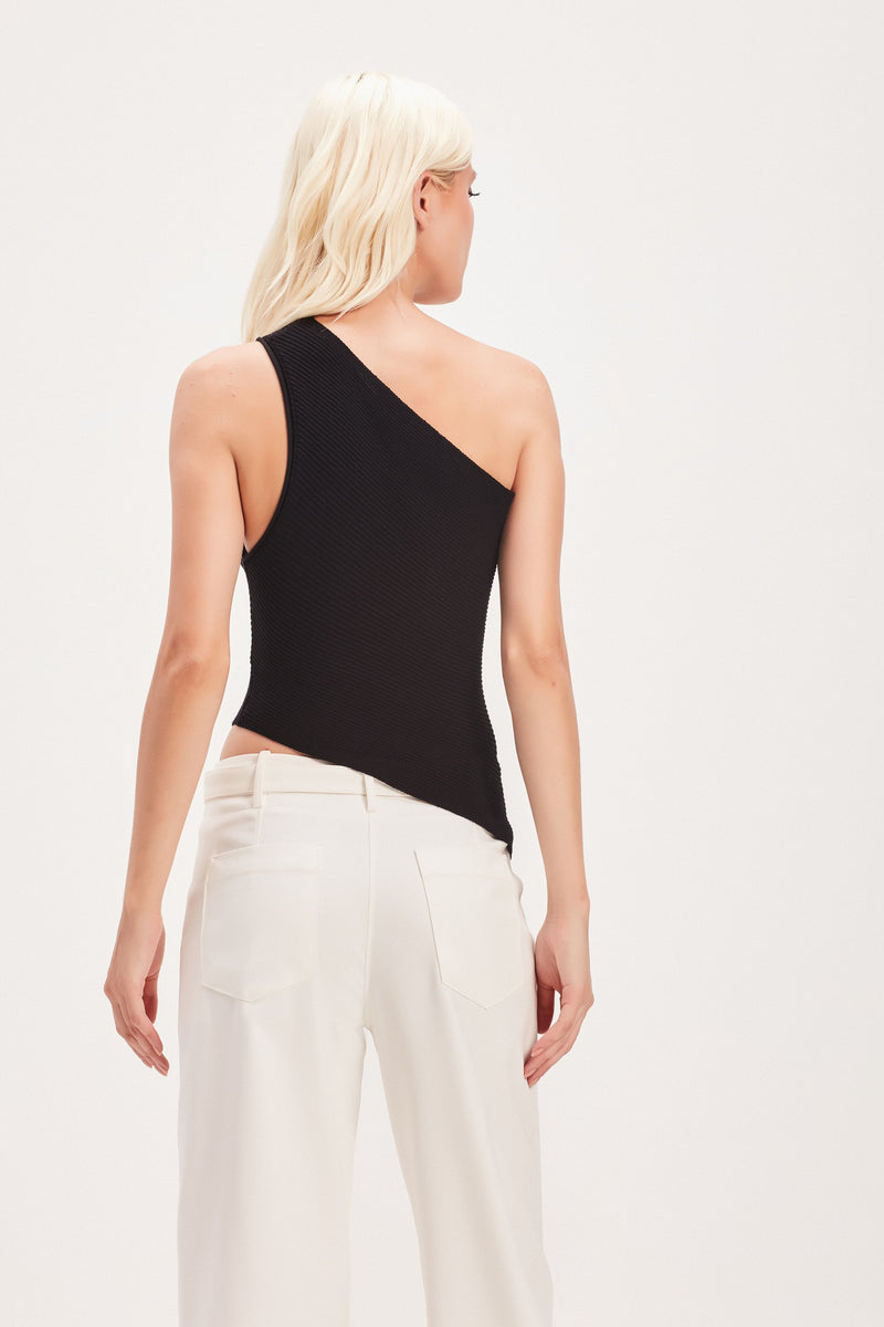 BLUSA TRICOT ASSIMÉTRICA PRETA (8030301290723)