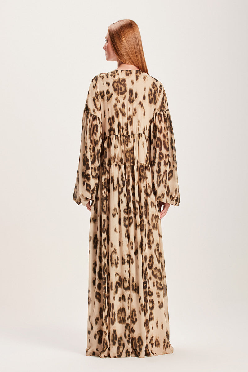VESTIDO LONGO AMPLO ONÇA BEGE (8066583757027)