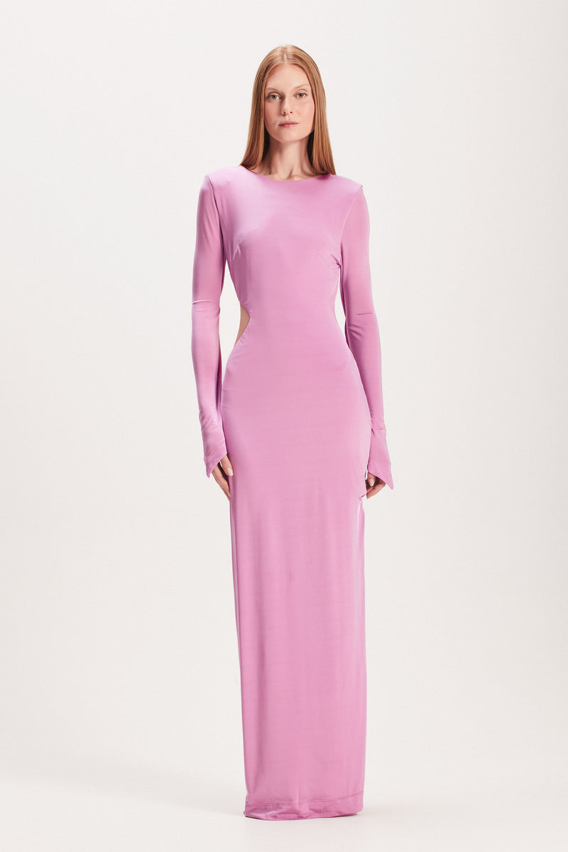 VESTIDO LONGO JERSEY ABERTURA LATERAL ROSA (8049935253731)